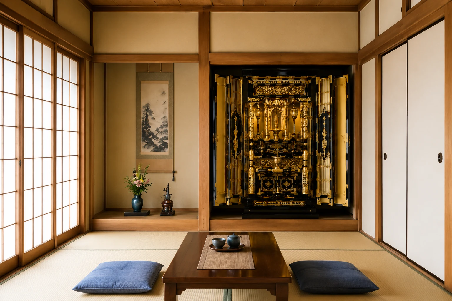 金の仏壇のある部屋
